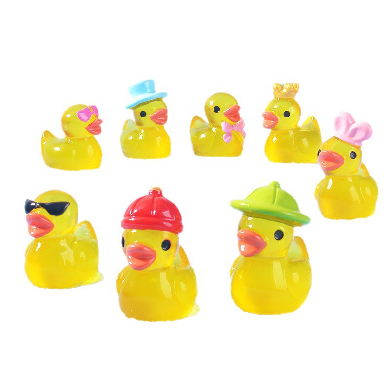 Resin Art Furniture - Mini Yellow Luminous Duck Ornament Miniature