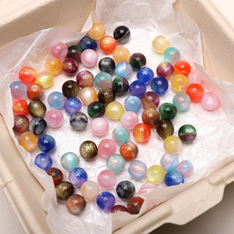 Resin Art Necklace - 10-25pcs 8mm Resin Glitter Beads 1.5mm