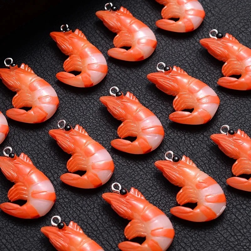 Resin Art Handmade - 10Pcs 3D Simulated Lobster Shrimp Charms,