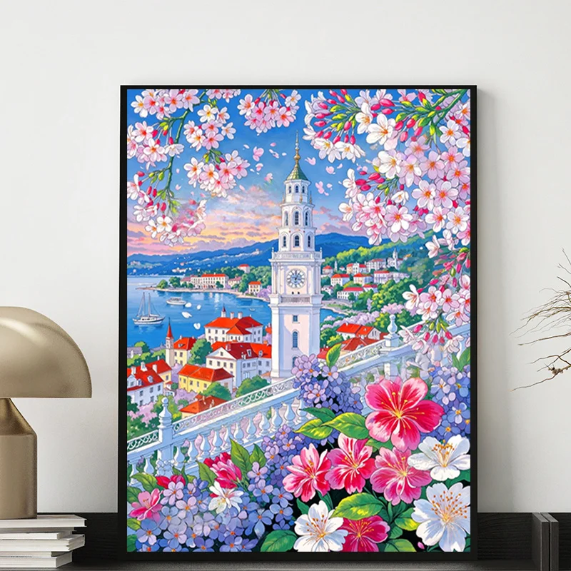 Resin Art Clock - Diamond Painting Diamond Painting Spring Seaside
