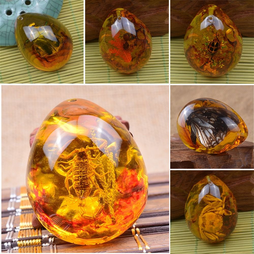 Natural Rough Butterfly Amber  - Resin Art Necklace ulasan dan harga
