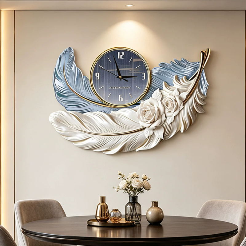 High-end Feather Design Wall C - Resin Art Clock ulasan dan harga