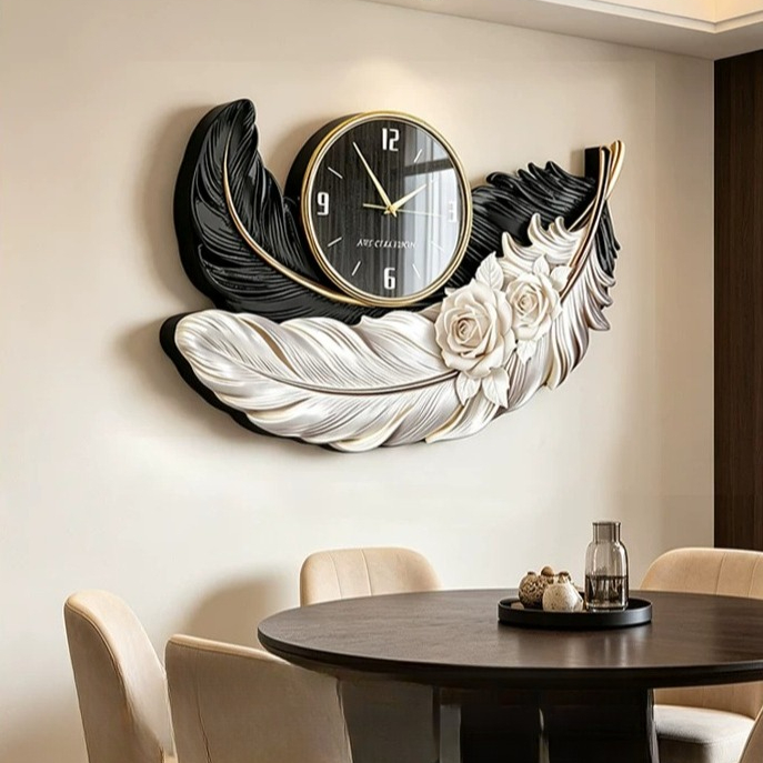 High-end Feather Design Wall C - Resin Art Clock ulasan dan harga