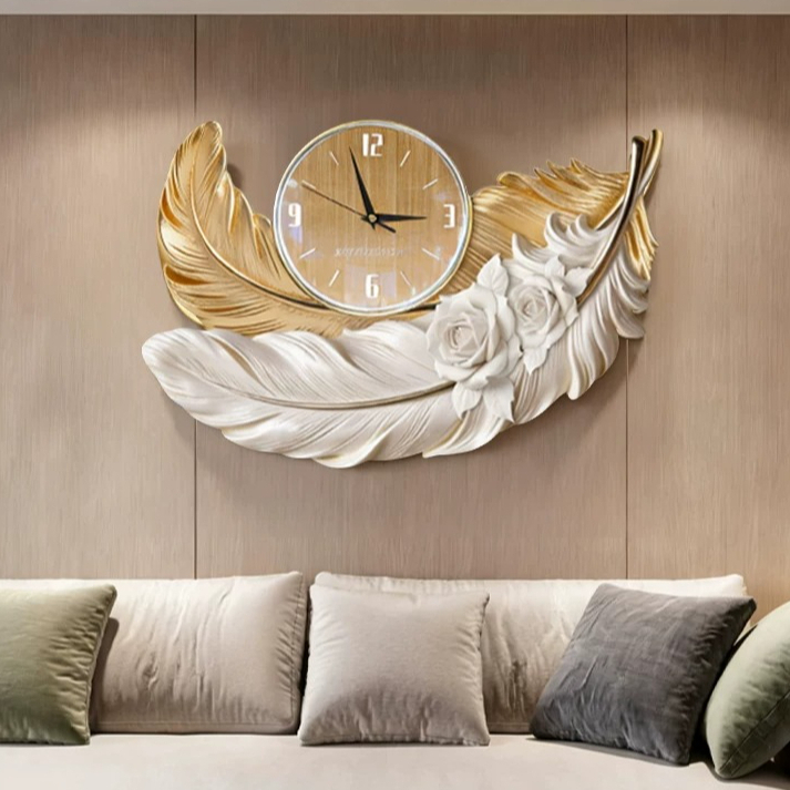 High-end Feather Design Wall C - Resin Art Clock ulasan dan harga