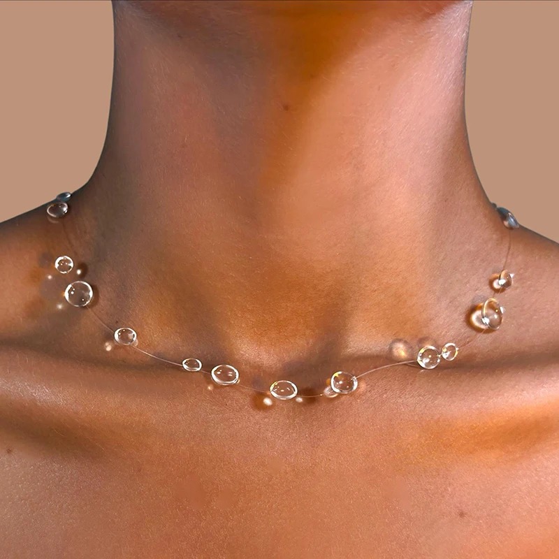 Clear Water Drop Necklace Tran - Resin Art Necklace ulasan dan harga