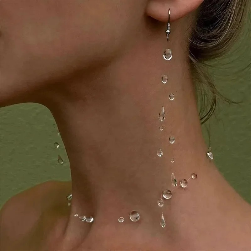 Clear Water Drop Necklace Tran - Resin Art Necklace ulasan dan harga