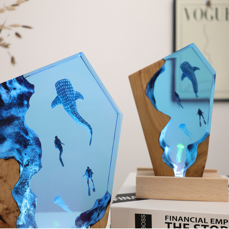 Resin Cave Whale Diver Desktop - Resin Art Gift For Wedding ulasan dan harga