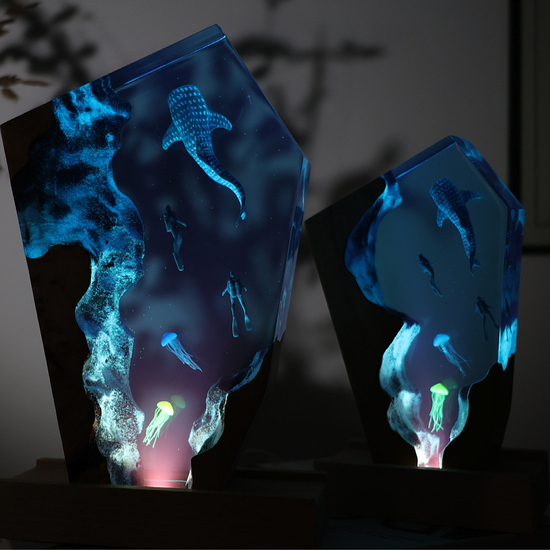 Resin Cave Whale Diver Desktop - Resin Art Gift For Wedding ulasan dan harga