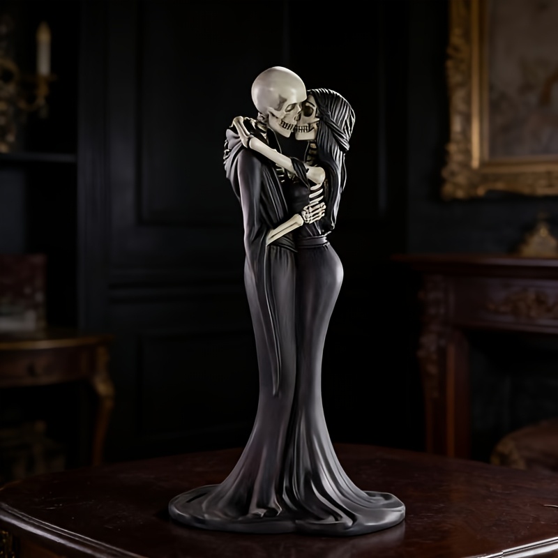 1Pc Loving Skull Couple Statue - Resin Art Furniture ulasan dan harga