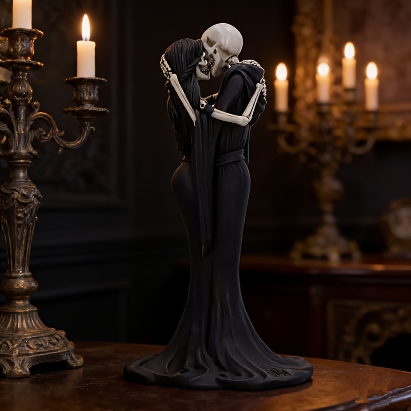 1Pc Loving Skull Couple Statue - Resin Art Furniture ulasan dan harga