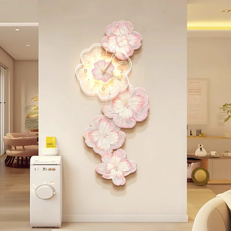 Pink Flower Light Luxury Wall  - Resin Art Clock ulasan dan harga