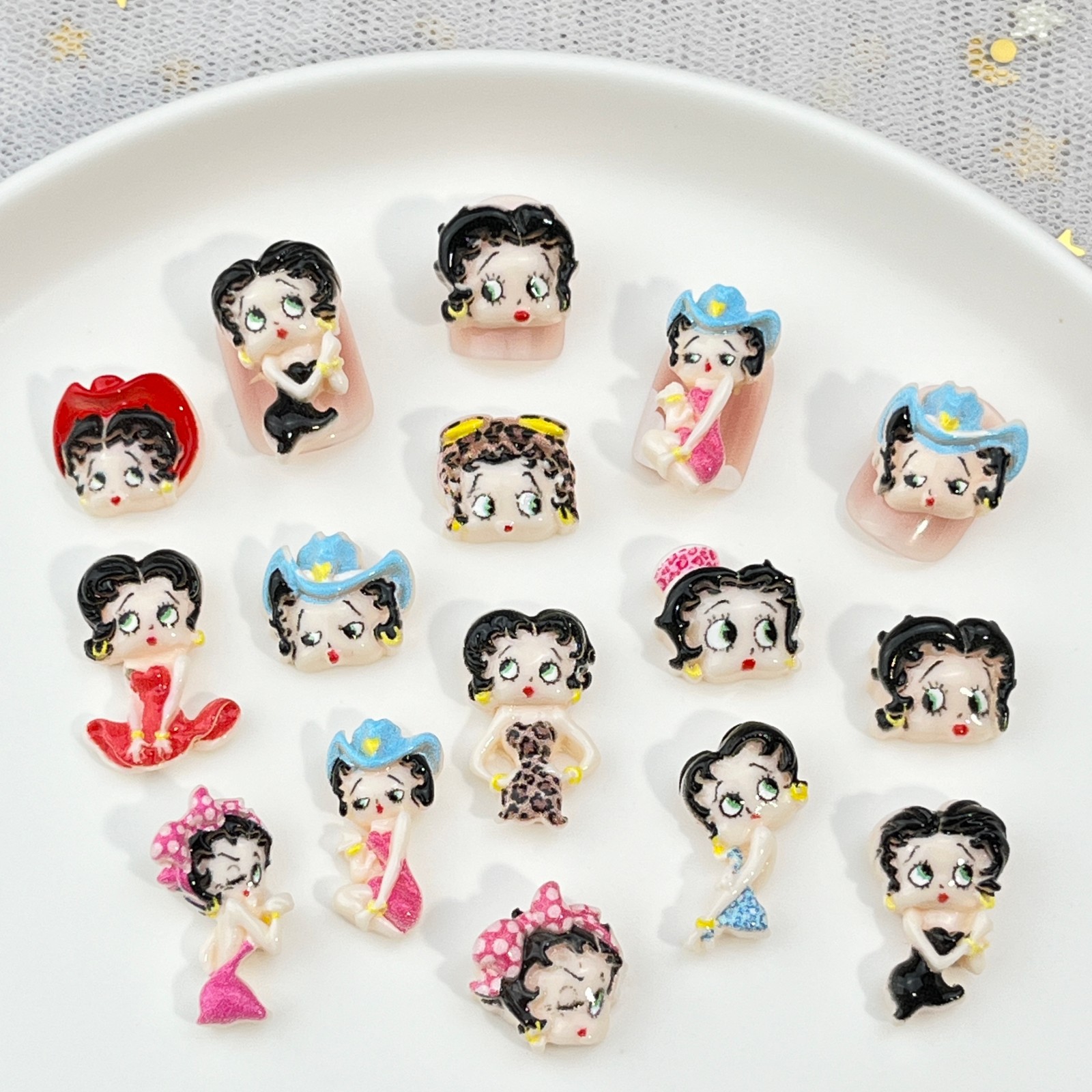 100pcs Cartoon Betty Nail Art  - Resin Art Gel ulasan dan harga