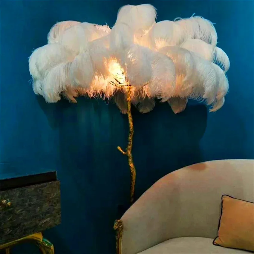 Modern Led Ostrich Feather Flo - Resin Art In Floor ulasan dan harga