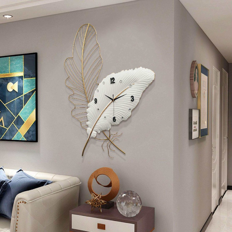 Feather Wall Clock Modern Art  - Resin Art Clock ulasan dan harga