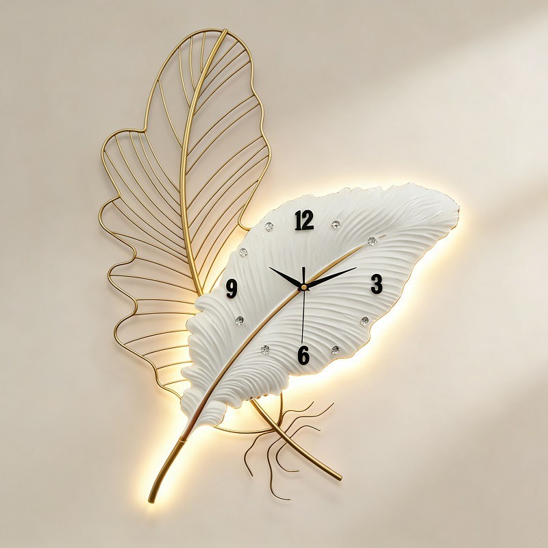 Feather Wall Clock Modern Art  - Resin Art Clock ulasan dan harga