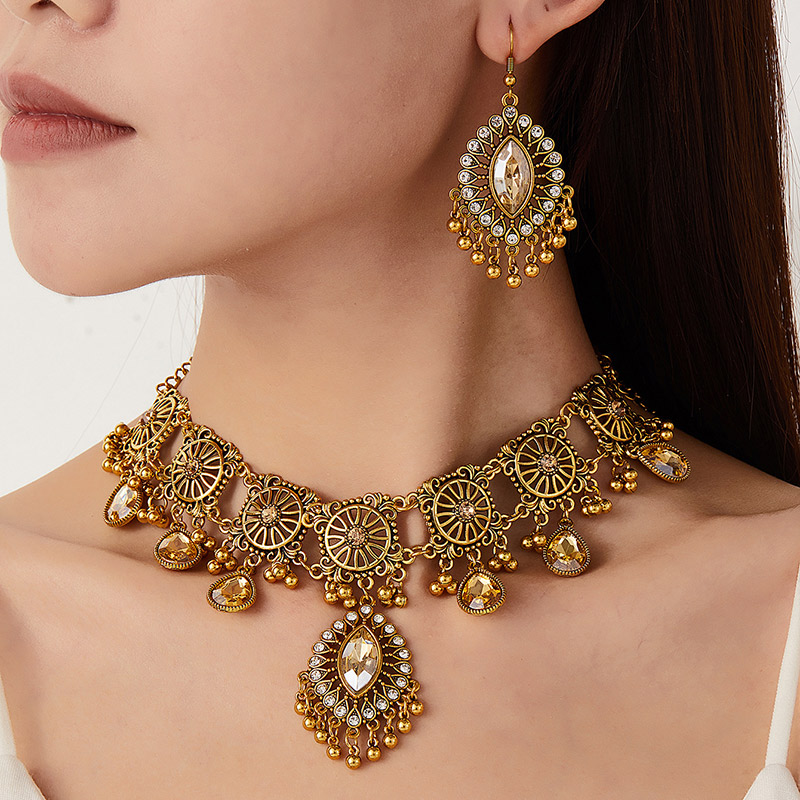 Retro Jewelry Set For Women Ho - Resin Art Necklace ulasan dan harga