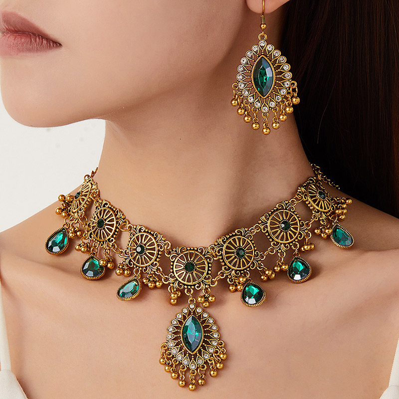 Retro Jewelry Set For Women Ho - Resin Art Necklace ulasan dan harga