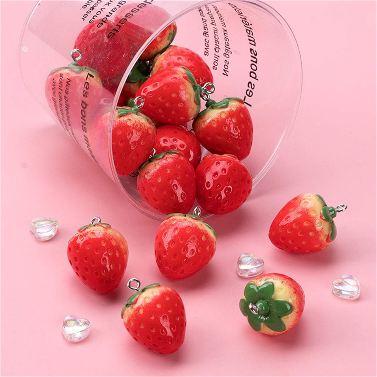 SG04 Cute 5pcs Strawberry Frui - Resin Art Necklace ulasan dan harga
