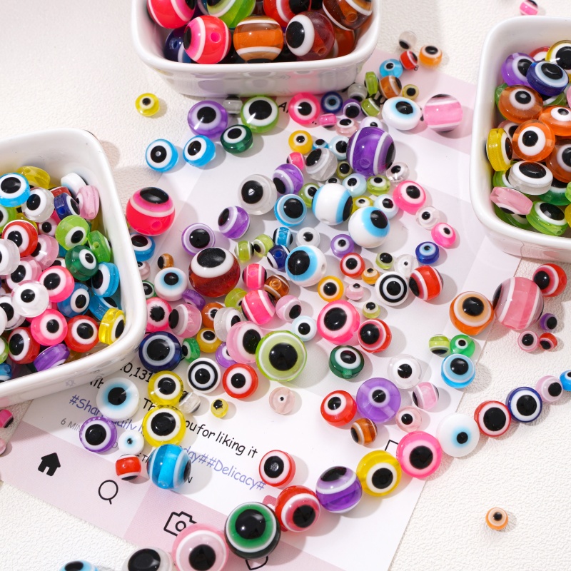 25pcs 12mm Resin Evil Eye Bead - Resin Art Necklace ulasan dan harga