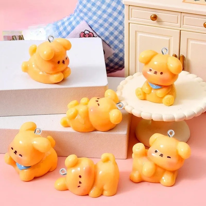 10Pcs Cute Cartoon Dog Acrylic - Resin Art Handmade ulasan dan harga