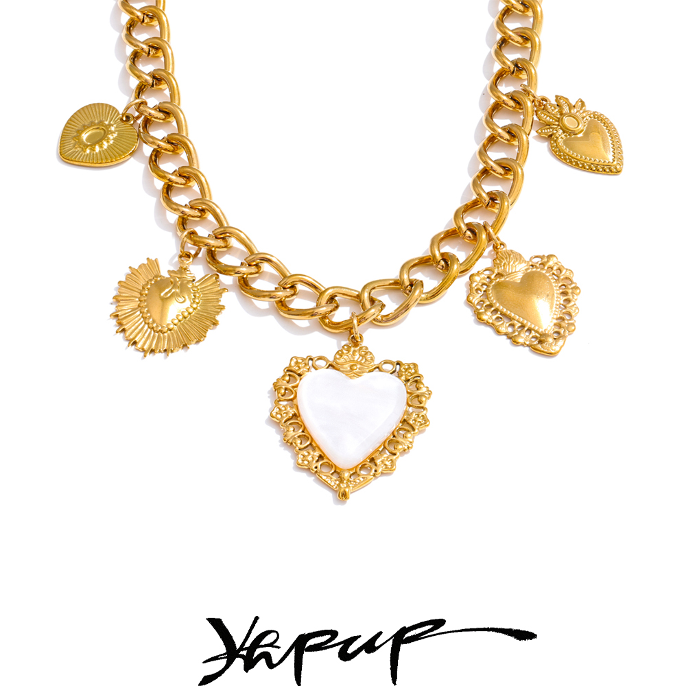 Yhpup 18K Golden Plated Stainl - Resin Art Necklace ulasan dan harga