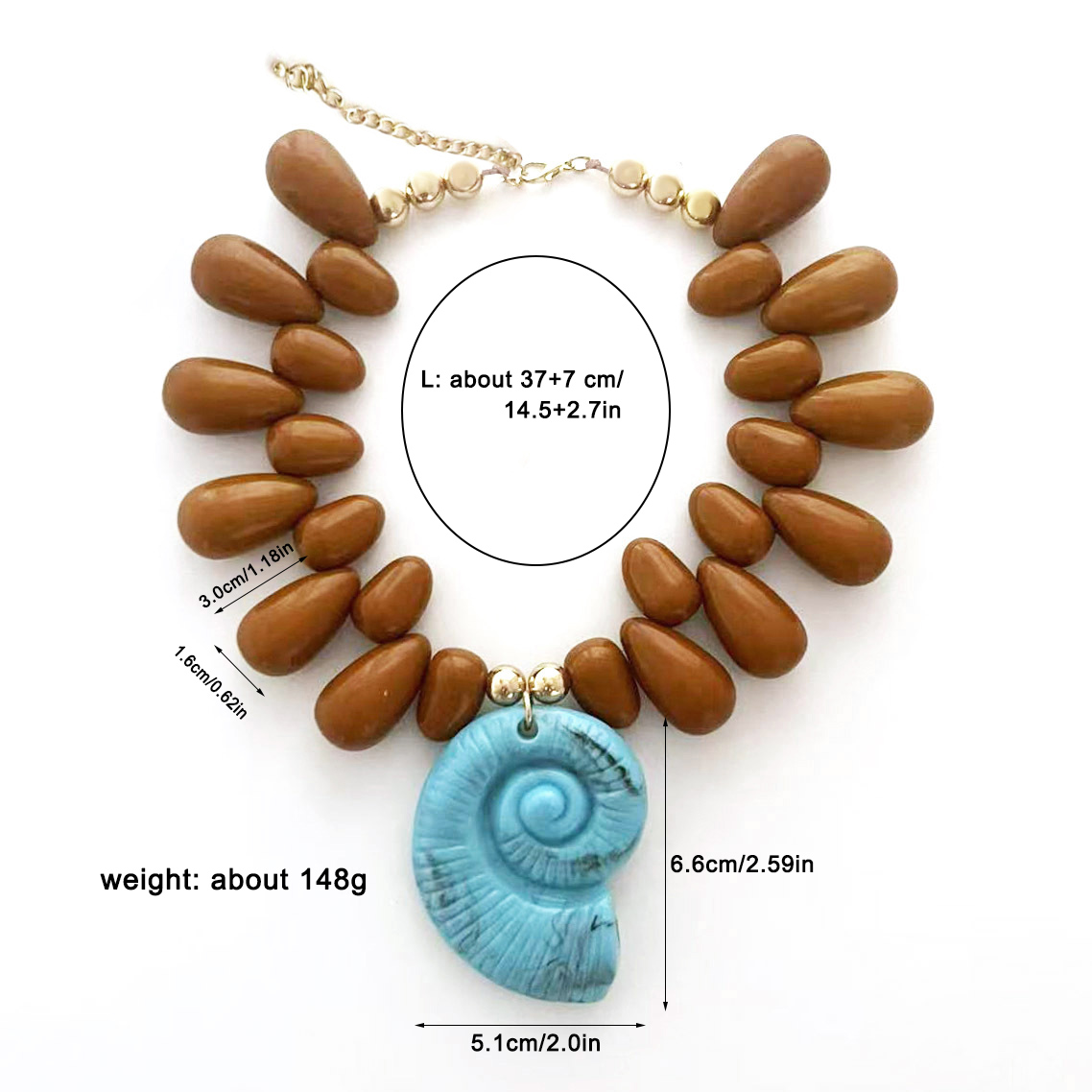 Boho Conch Pendant Choker Neck - Resin Art Necklace ulasan dan harga